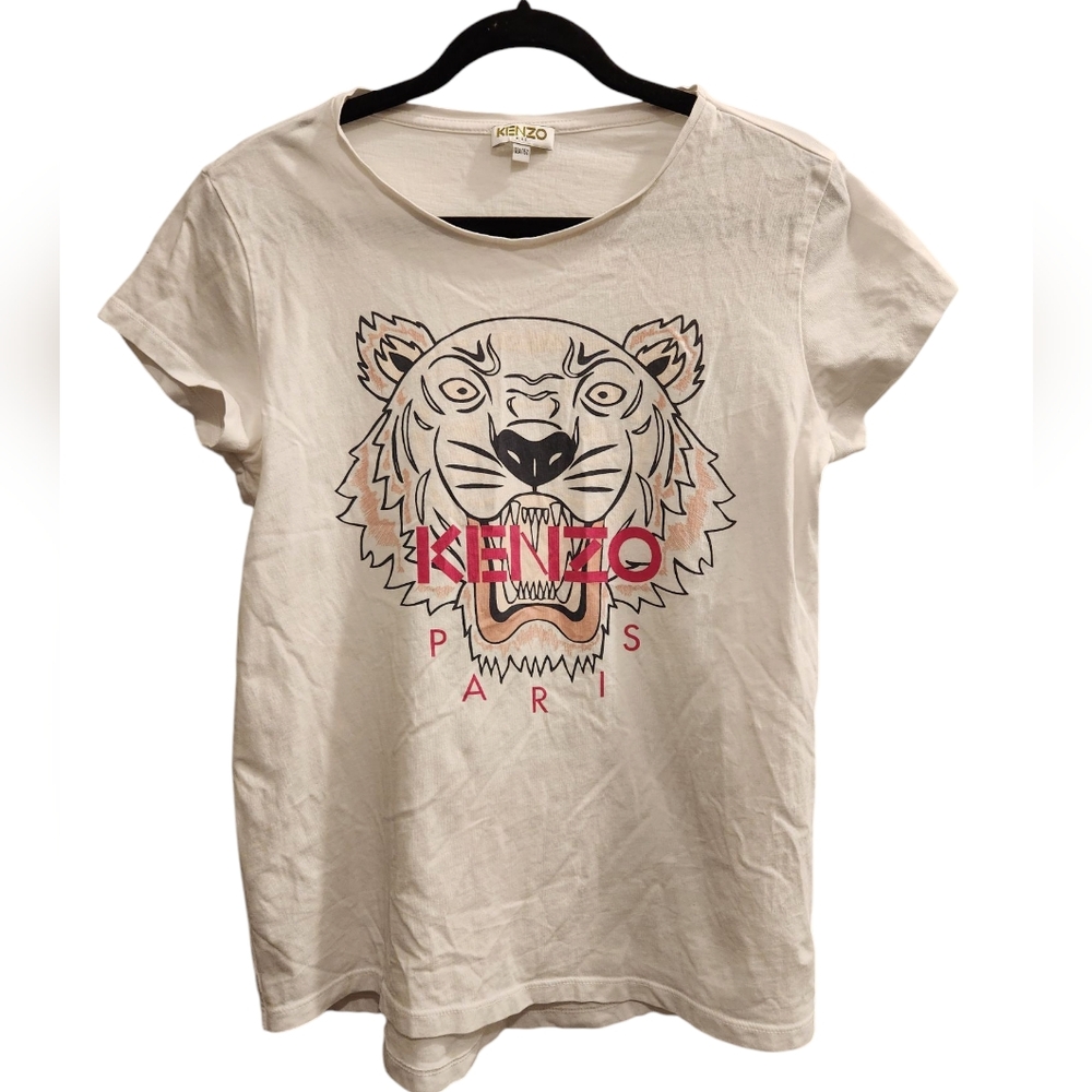 Kenzo Kids Cream And Pink Tiger Graphic T-Shirt Girls Size 12